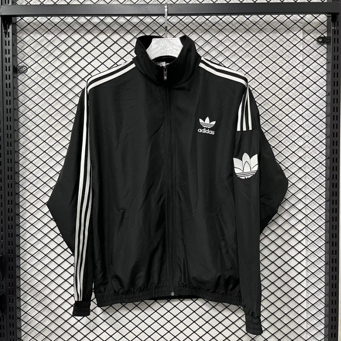 AD 2025 Black Soccer Windbreaker Jacket Football Jacket