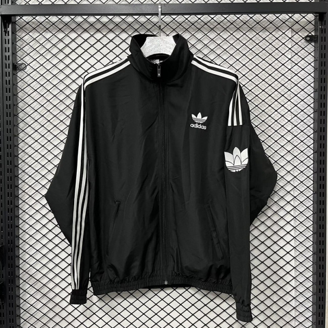 AD 2025 Black Soccer Windbreaker Jacket Football Jacket