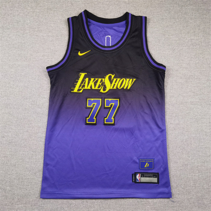 Youth Los Angeles Lakers 77 Doncic Purple NBA Jersey Child Kids Basketball Shirt