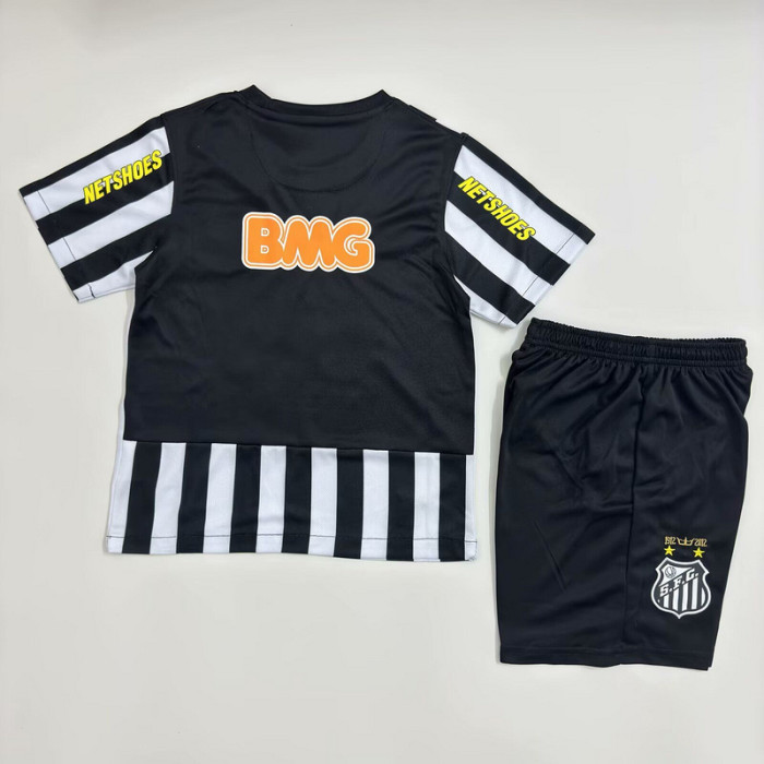 Retro Youth Uniform Kids Kit 2011-2012 Santos Away Soccer Jersey Shorts Vintage Child Football Set
