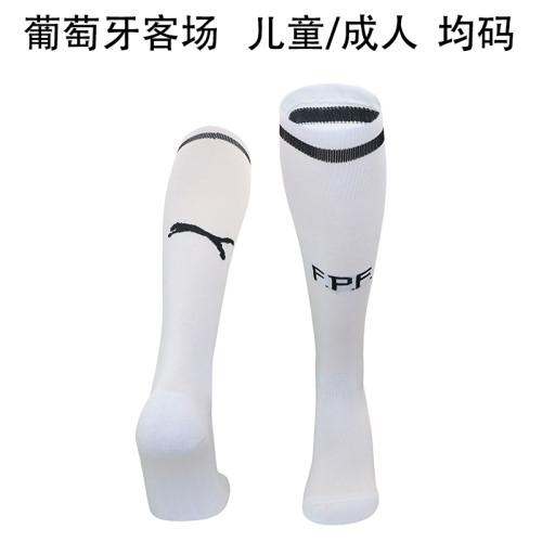 Youth/Adult 2025 Portugal Away White Soccer Socks Football Socks
