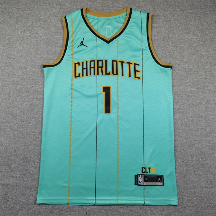 Charlotte Hornets 1 BALL Green Basketball Shirt Adult NBA Jersey