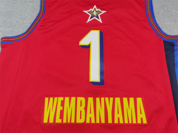 All Stars San Antonio Spurs 1 WEMBANYAMA Red NBA Jersey Basketball Shirt