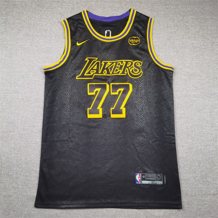 Los Angeles Lakers 77 Doncic Black Snake Pattern NBA Jersey Basketball Shirt
