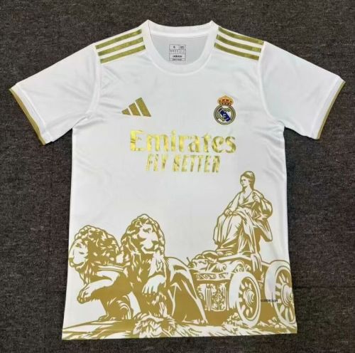 Fan Version Real Madrid 2025-2026 White/Gold Special Version Soccer Training Jersey Real Football Shirt
