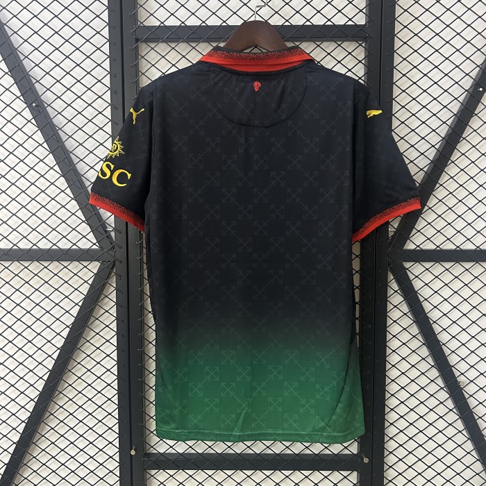 Fan Version 2024-2025 AC Milan Fourth Away Black/Green Soccer Jersey AC Football Shirt