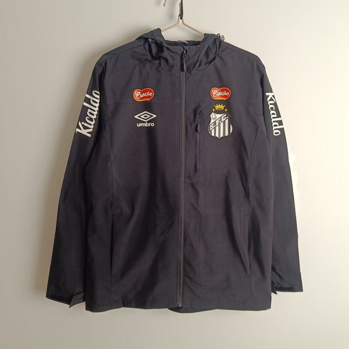 2025 Santos Black Soccer Windbreaker Jacket Football Jacket