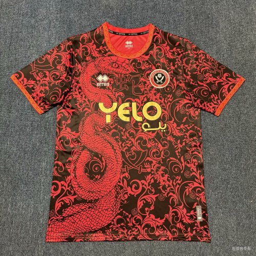 Fan Version 2025-2026 Sheffield United Black/Orange Snake Year Souvenir Soccer Jersey Football Shirt