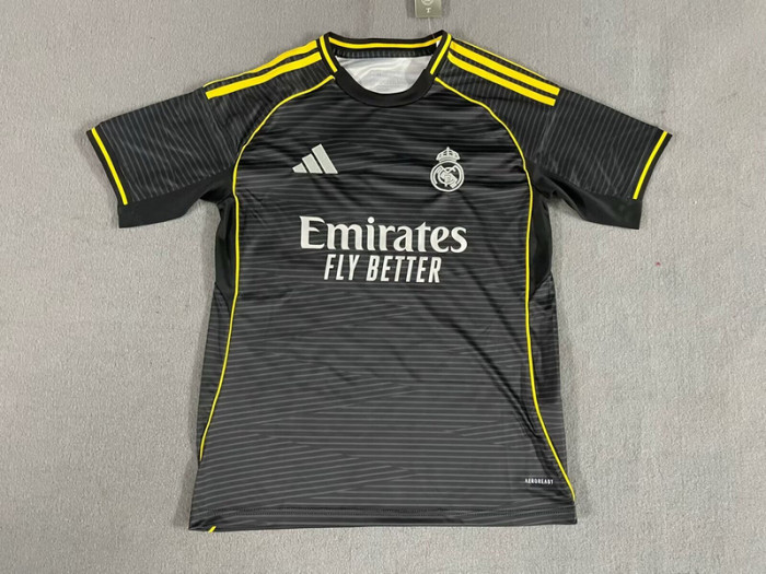 Fan Version 2025-2026 Real Madrid Black/Yellow Special Edition Soccer Jersey Real Football Shirt