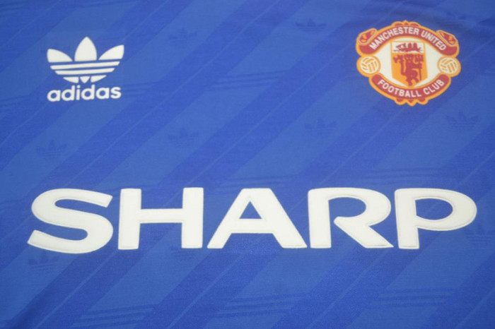Retro Jersey Long Sleeve 1986-1988 Manchester United Third Away Blue Soccer Jersey Vintage Football Shirt