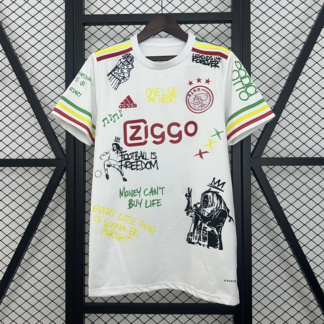 Fans Version 2025-2026 Ajax White Special Edition Soccer Jersey Vintage Football Shirt