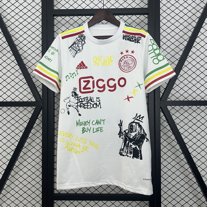 Fans Version 2025-2026 Ajax White Special Edition Soccer Jersey Vintage Football Shirt