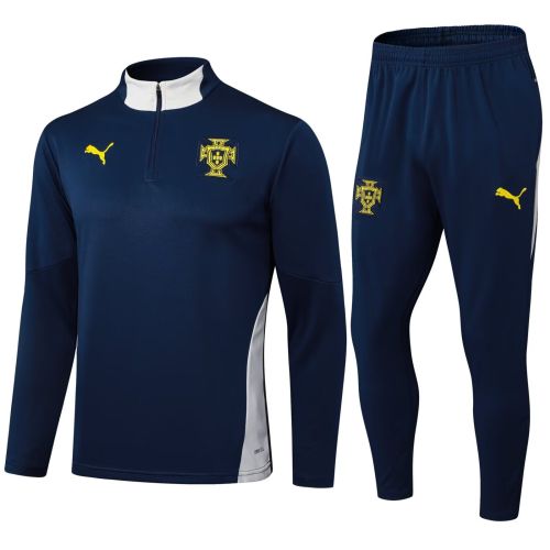 2025-2026 Portugal Dark Blue Soccer Training Sweater and Pants Football Kit