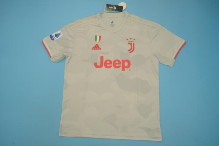 with Scudetto+Serie A Patch Retro Jersey 2019-2020 Juventus Away Grey Soccer Jersey Vintage Maillot de Foot