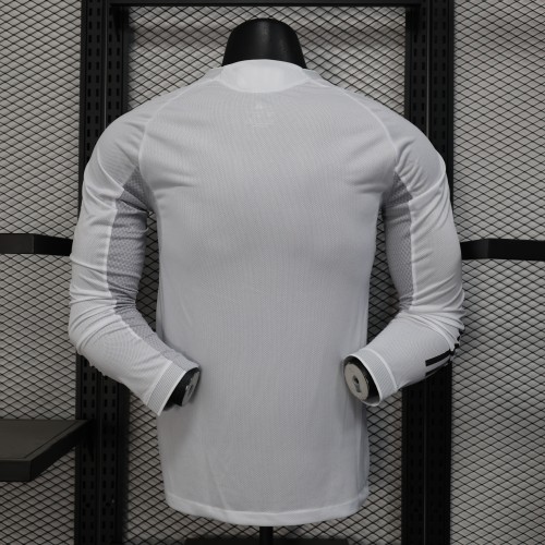 with HP Logo Long Sleeve Player Version 2025-2026 Real Madrid Home Soccer Jersey Real Football Shirt