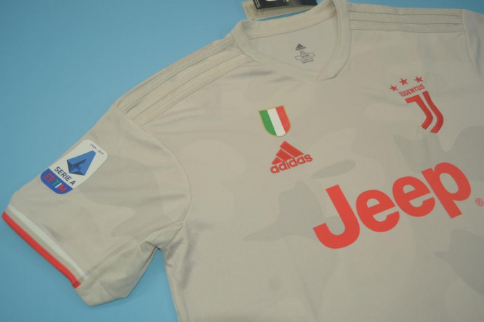 with Scudetto+Serie A Patch Retro Jersey 2019-2020 Juventus Away Grey Soccer Jersey Vintage Maillot de Foot