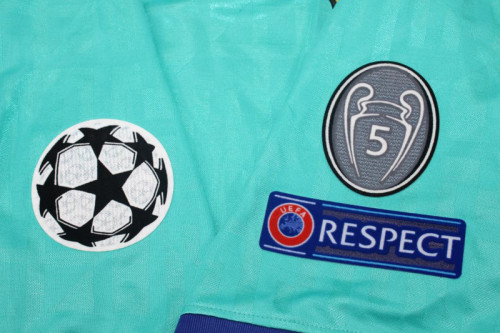 with UCL Patch Retro Jersey 2019-2020 Barcelona Third Away Blue Soccer Jersey Vintage Football Shirt