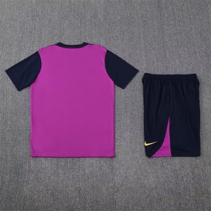 Adult Uniform 2025-2026 Barcelona Purple Soccer Training Shirt and Shorts Football Set
