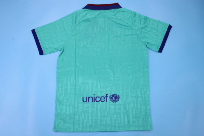 with LFP Patch Retro Jersey 2019-2020 Barcelona Third Away Blue Soccer Jersey Vintage Football Shirt