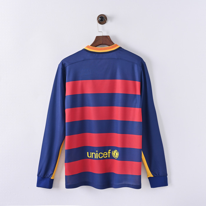 Long Sleeve Retro Jersey 2015-2016 Barcelona Home Soccer Jersey Vintage Football Shirt