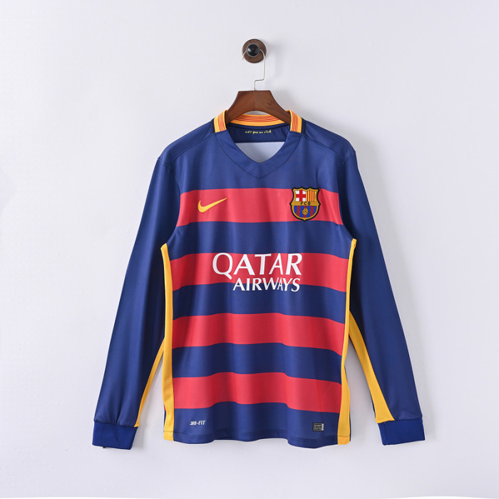Long Sleeve Retro Jersey 2015-2016 Barcelona Home Soccer Jersey Vintage Football Shirt