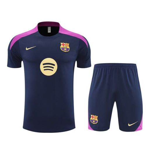 Youth Uniform Kids Kit 2025-2026 Barcelona Dark Blue Soccer Training Jersey Shorts Child Football Set