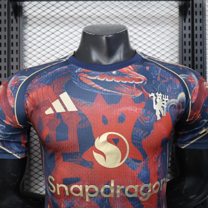 Player Version Manchester United 2025-2026 Red/Blue Special Edition Soccer Jersey Man United Football Shirt