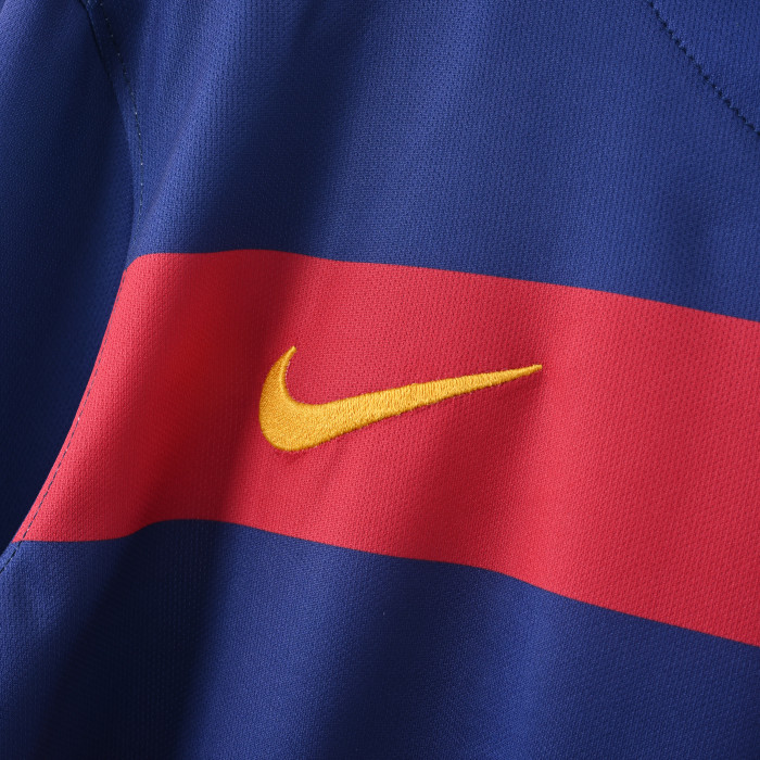 Long Sleeve Retro Jersey 2015-2016 Barcelona Home Soccer Jersey Vintage Football Shirt