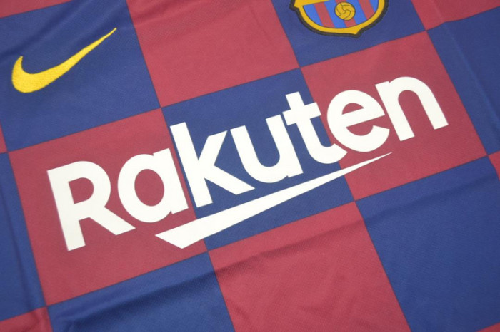 with LFP Patch Retro Jersey 2019-2020 Barcelona Home Soccer Jersey Vintage Football Shirt