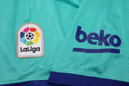 with LFP Patch Retro Jersey 2019-2020 Barcelona Third Away Blue Soccer Jersey Vintage Football Shirt