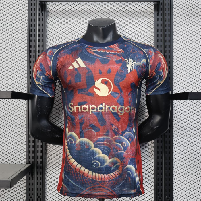 Player Version Manchester United 2025-2026 Red/Blue Special Edition Soccer Jersey Man United Football Shirt