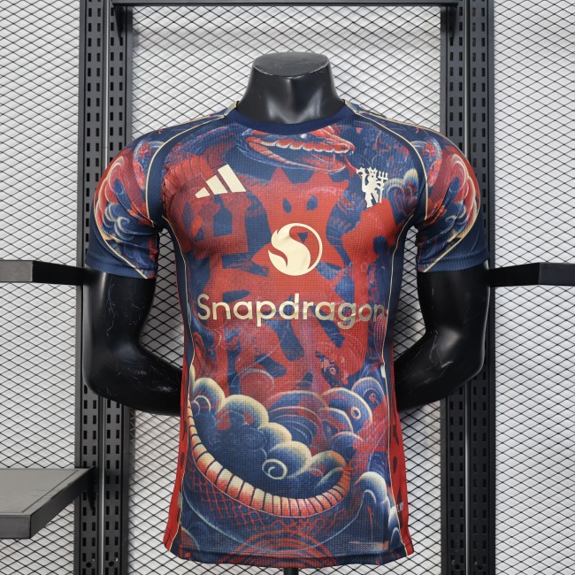 Player Version Manchester United 2025-2026 Red/Blue Special Edition Soccer Jersey Man United Football Shirt
