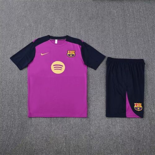 Adult Uniform 2025-2026 Barcelona Purple Soccer Training Shirt and Shorts Football Set