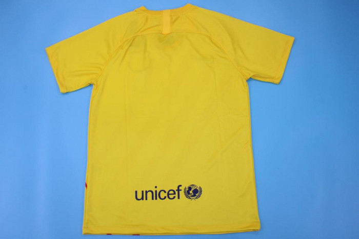 with LFP Patch Retro Jersey 2019-2020 Barcelona 4th Away Yellow Soccer Jersey Vintage Football Shirt