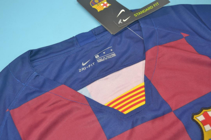with LFP Patch Retro Jersey 2019-2020 Barcelona Home Soccer Jersey Vintage Football Shirt