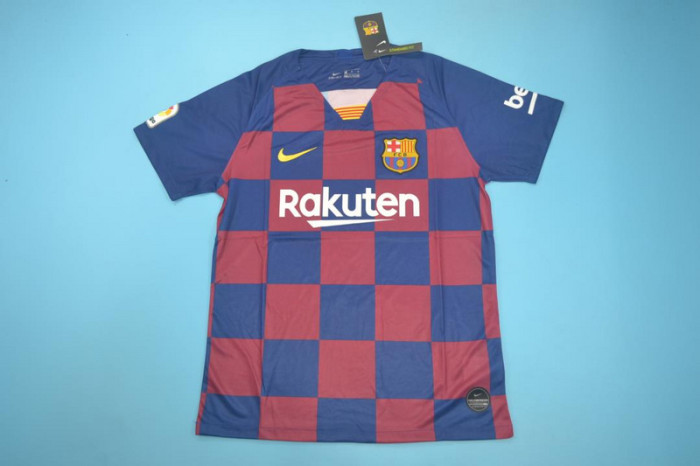 with LFP Patch Retro Jersey 2019-2020 Barcelona Home Soccer Jersey Vintage Football Shirt