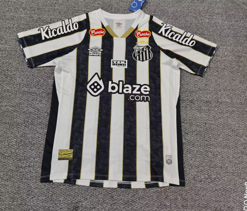 with All Sponor Logos Fan Version 2024-2025 Santos Away Soccer Jersey Football Shirt