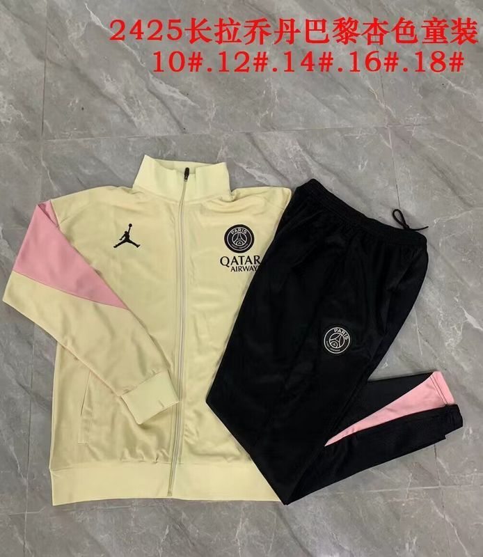 Youth 2025-2026 Paris Yellow Soccer Training Jacket PSG Football Jacket and Pants