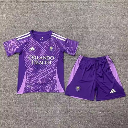 Youth Uniform Kids Kit 2025-2026 Orlando City Home Soccer Jersey Shorts Child Football Set