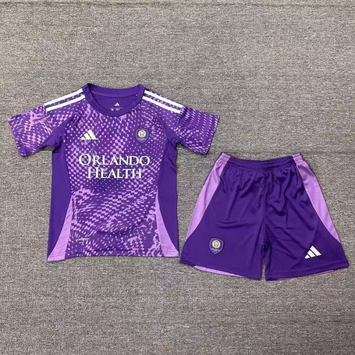 Youth Uniform Kids Kit 2025-2026 Orlando City Home Soccer Jersey Shorts Child Football Set