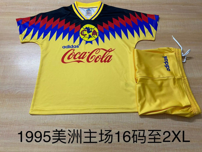 Adult Uniform Retro Jersey 1995 Club America Aguilas Home Soccer Jersey Shorts Vintage Football Kit