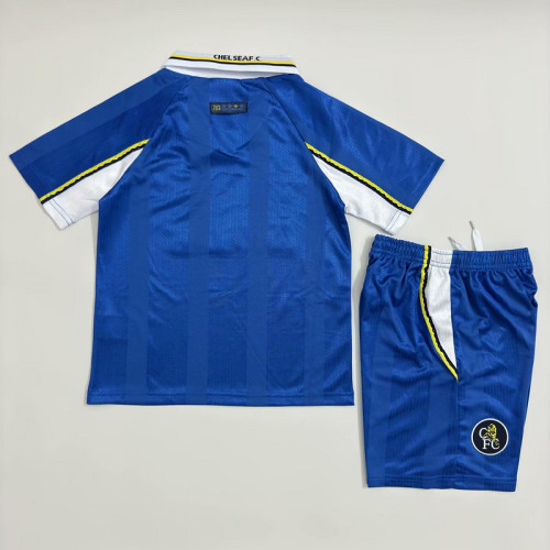 Retro Youth Uniform Kids Kit 1997-1999 Chelsea Home Soccer Jersey Shorts Vintage Child Football Set