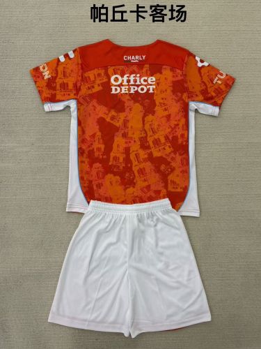 Adult Uniform 2024-2025 Pachuca Away Orange Soccer Jersey Shorts Men's Football Kit