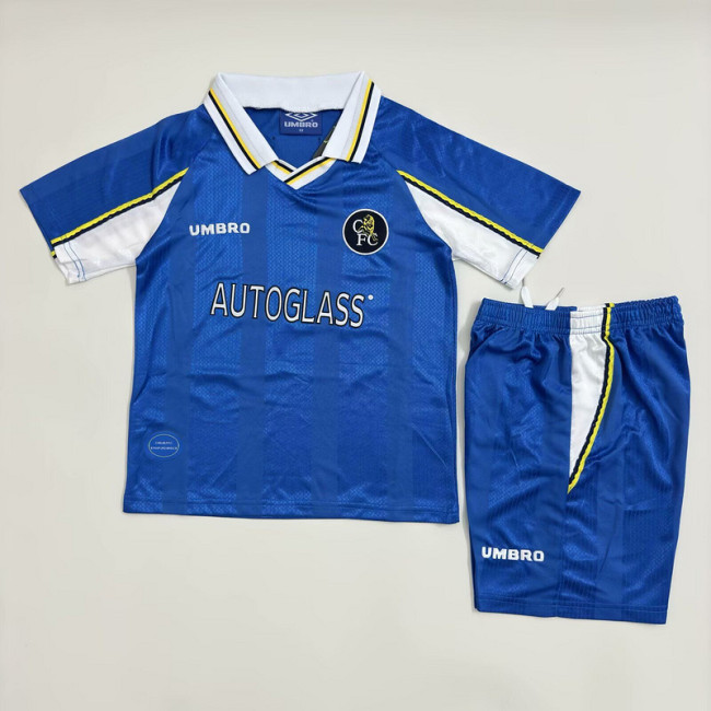 Retro Youth Uniform Kids Kit 1997-1999 Chelsea Home Soccer Jersey Shorts Vintage Child Football Set