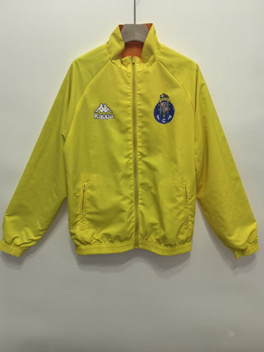 Retro 1997 Porto Yellow Trench Coat Soccer Reversible Windbreaker Jacket