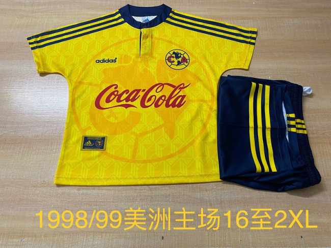 Adult Uniform Retro Jersey 1998-1999 Club America Aguilas Home Soccer Jersey Shorts Vintage Football Kit