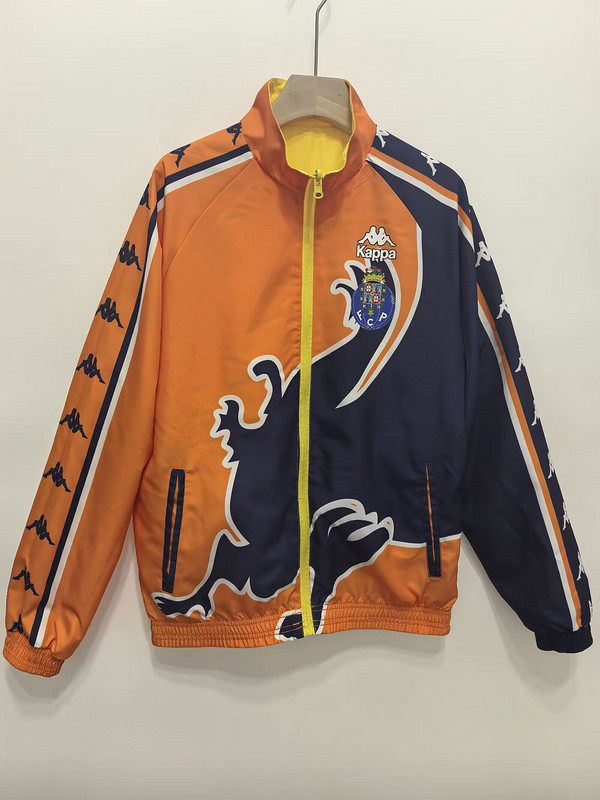 Retro 1997 Porto Yellow Trench Coat Soccer Reversible Windbreaker Jacket