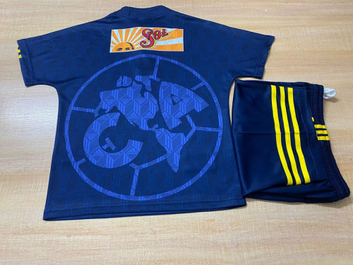 Retro Youth Uniform Kids Kit 1998-1999 Club America Away Blue Soccer Jersey Shorts Vintage Child Football Set