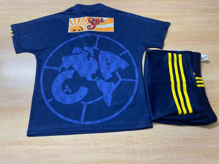Adult Uniform Retro Jersey 1998-1999 Club America Aguilas Away Blue Soccer Jersey Shorts Vintage Football Kit