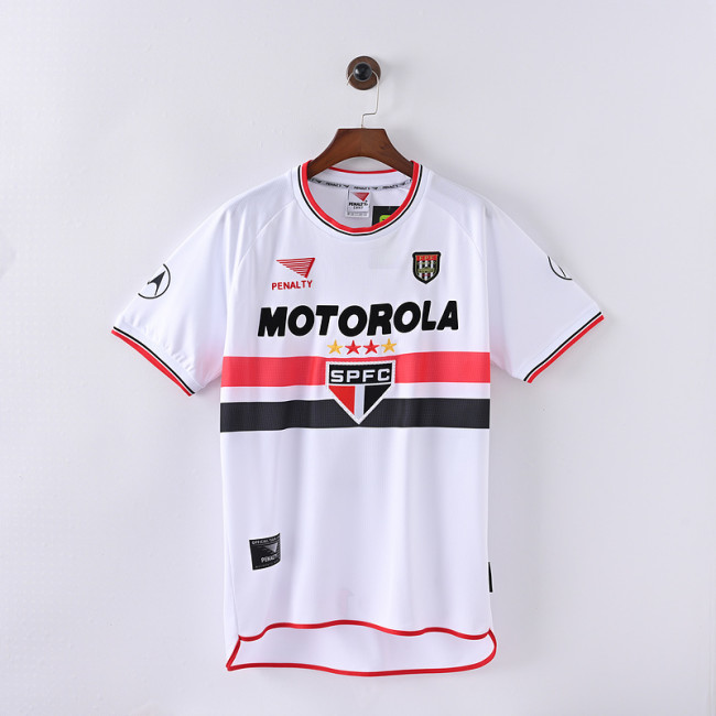 with Round Neck Retro Jersey Sao Paulo 2000 Home Soccer Jersey Vintage Football Shirt